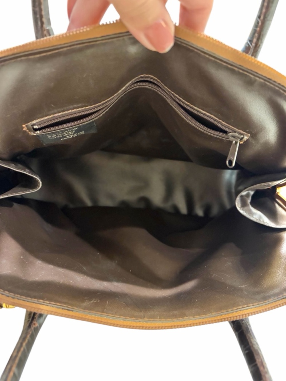 Brown Crocodile Leather Top-Handle Bag with Shoulder Strap Made in Italy 🇮🇹 - Picture 5 of 15